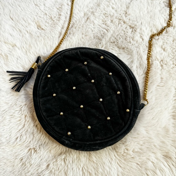 Vintage Faux Suede Bag with Gold Details - Picture 4 of 5